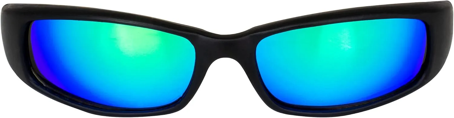 

2 пары солнцезащитных очков MF Eyewear Bad Attitude Cool Wraparound Motorcycle Sunglasses в черной оправе с желтыми и зелеными зеркальными линзами, Yellow & Green