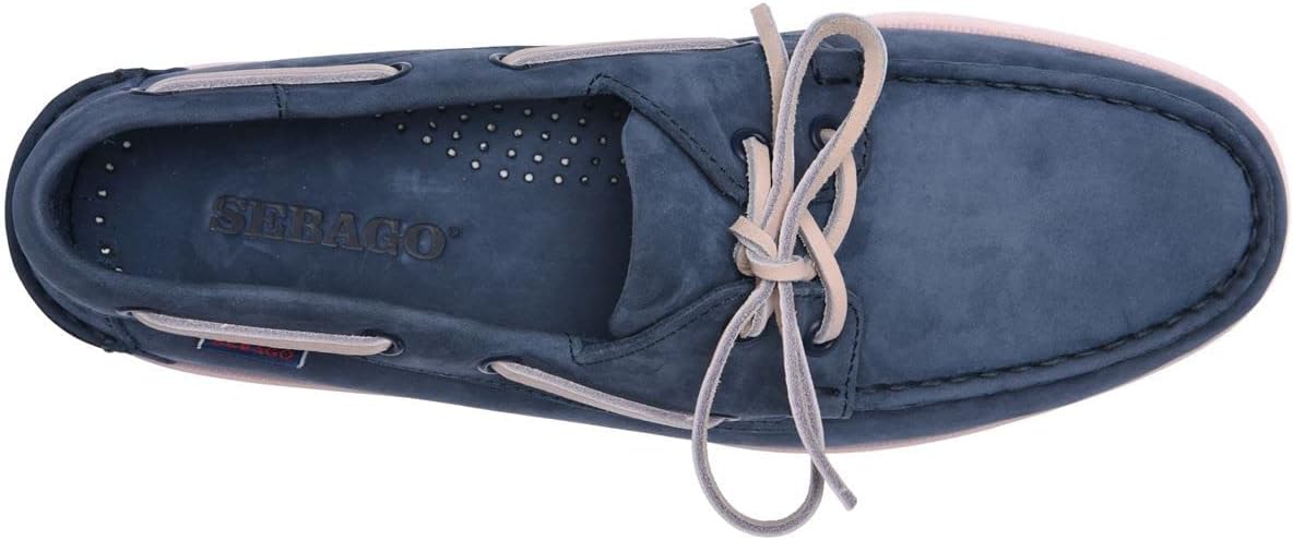 Мокасины Sebago Portland Nubuck - ручная работа, с кожаной подкладкой, с резиновой подошвой с протектором, не оставляющей следов и не скользящей, синий/розовый/темно-синий — фото 4