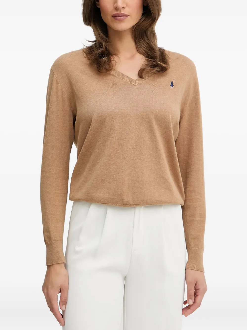 

Топ Polo Pony с V-образным вырезом POLO RALPH LAUREN, коричневый