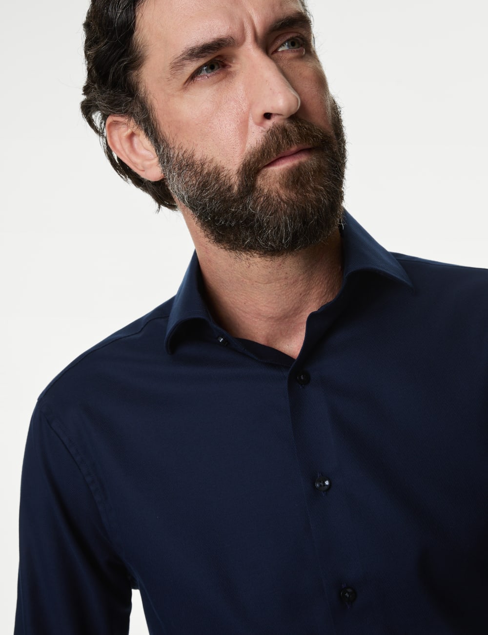 

Рубашка из хлопкового твила с двойными манжетами, классического кроя Marks & Spencer SARTORIAL, темно-синий