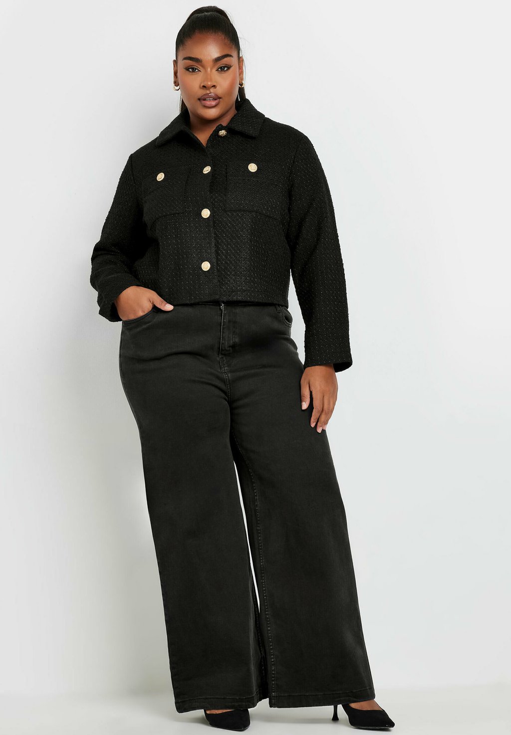 

Летняя куртка BOUCLE BUTTON DETAIL Yours Clothing, черный