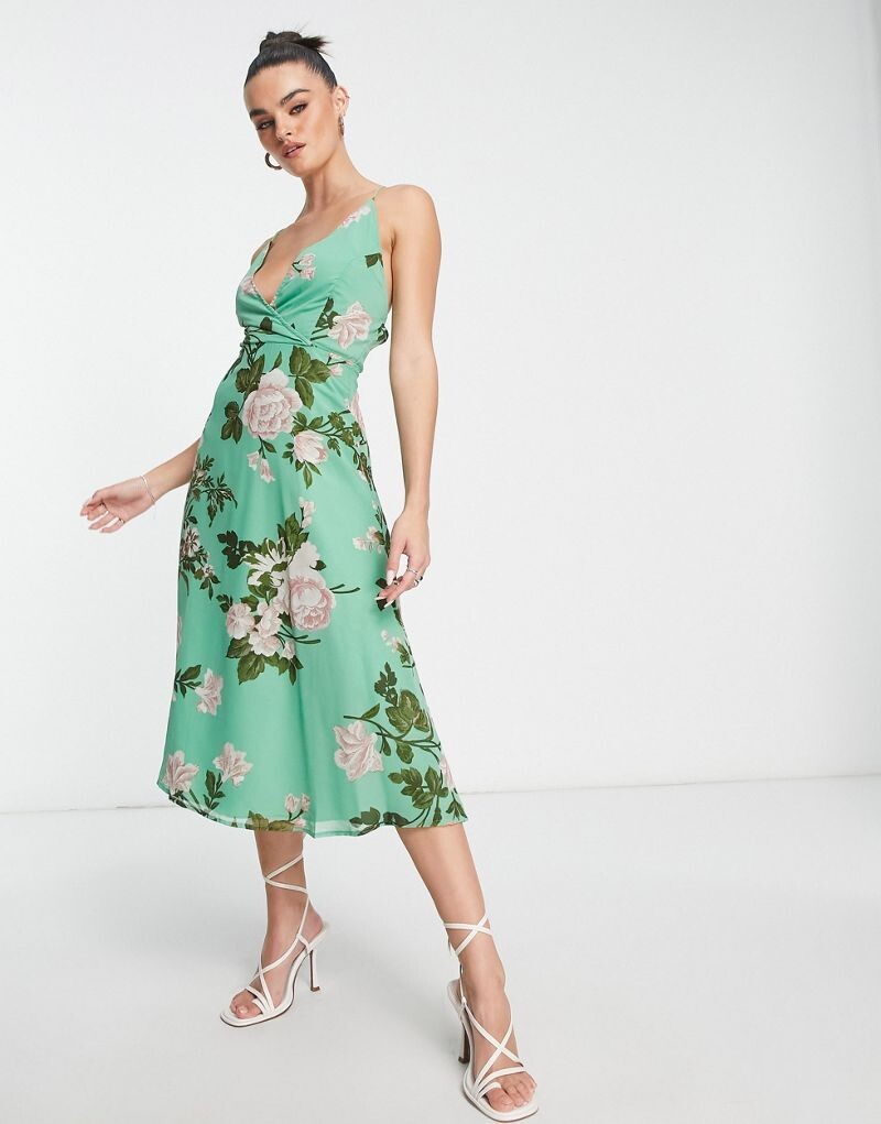

Платье миди с запахом и шнуровкой на спине ASOS DESIGN