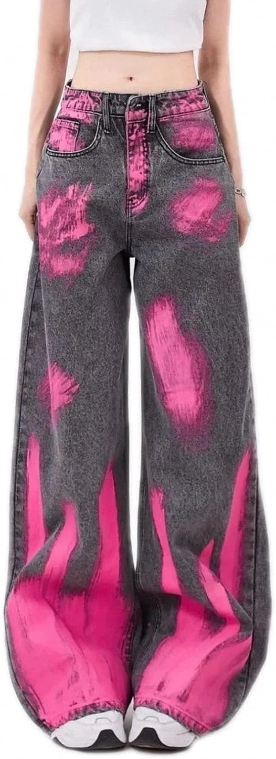 

Dawery Streetwear Baggy Jeans Women Creative Graffiti Casual Wide Leg