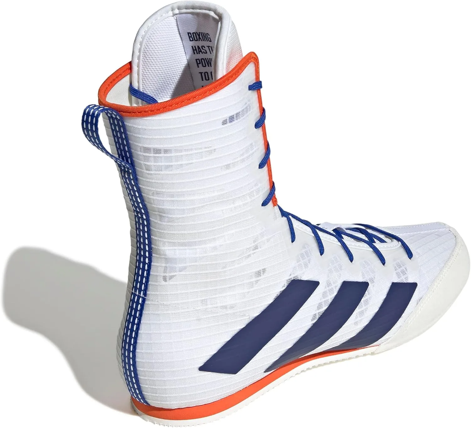 Мужские боксерские ботинки Adidas Box Hog 4 High Top, белый/темно-синий — фото 4