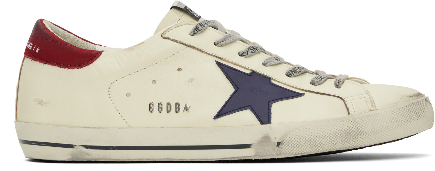 

Кроссовки Off-White Super-Star Golden Goose, белый/синий/красный