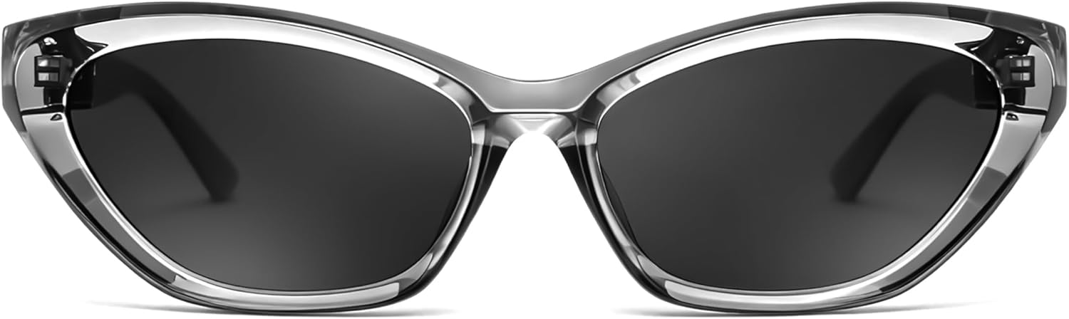 

Солнцезащитные очки FEISEDY в стиле ретро «кошачий глаз» для женщин, квадратная, массивная, маленькая оправа, мужские солнцезащитные очки B9173, Transparent Gray Frame Gray Lens