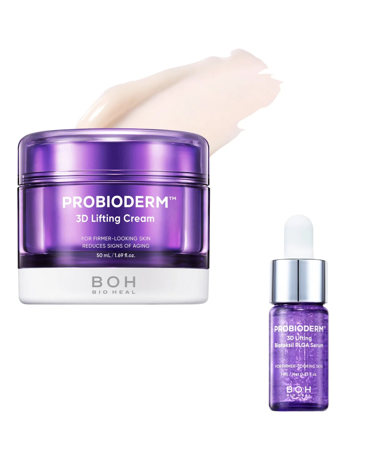 Крем 3D лифтинг с пробиотиками Bioheal Boh, с мини-сывороткой Biotoxil PLGA 7 мл, 50 мл, белый