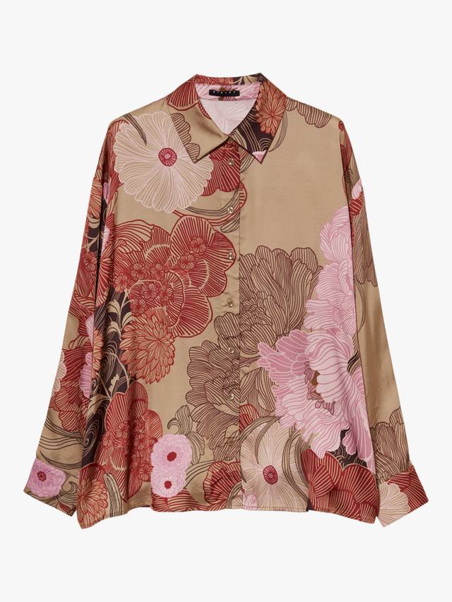 

Оверсайз блузка из сатина с цветочным принтом SISLEY