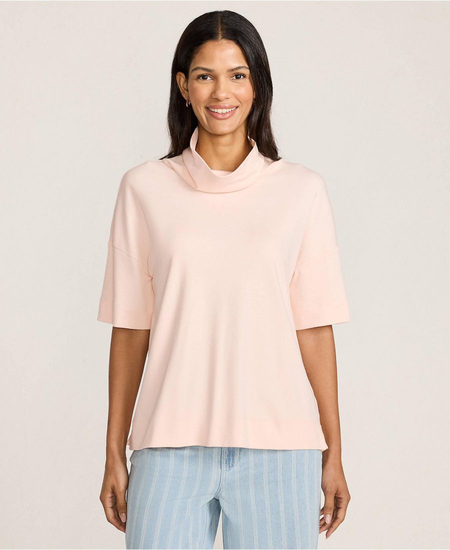 

Женская водолазка свободного кроя из хлопка супима с рукавами до локтя Lands' End, Pink opal