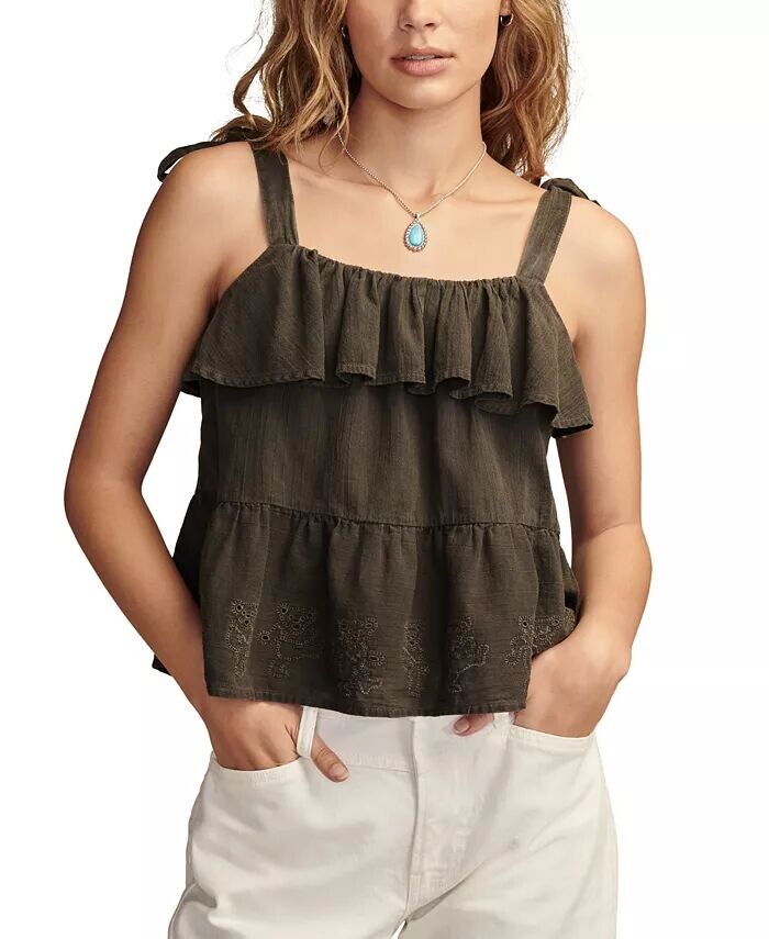 

Женская хлопковая майка с ушками Dancing Bears Lucky Brand, черный