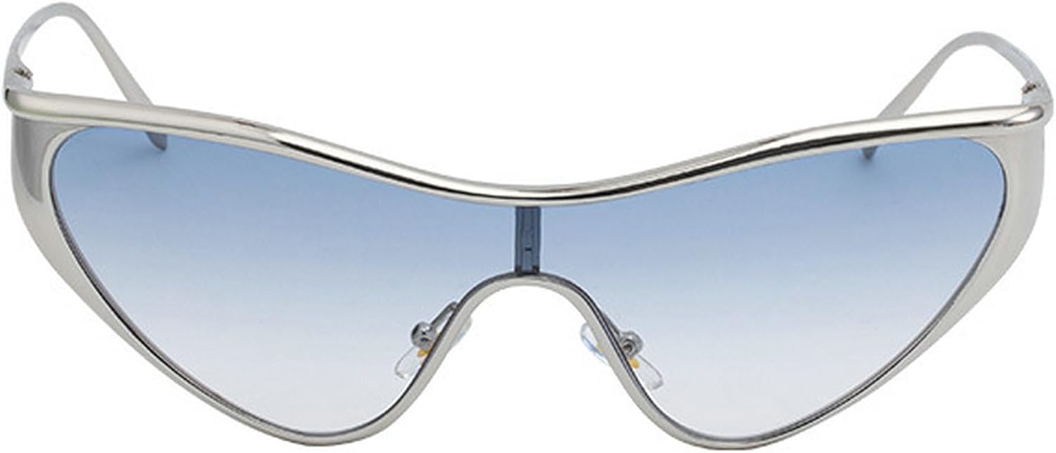 

Солнцезащитные очки в стиле панк «кошачий глаз» в стиле Y2K для женщин, роскошные цельные солнцезащитные очки 2025 года, винтажные очки-щитки с защитой от УФ-излучения UV400 mincl, Blue