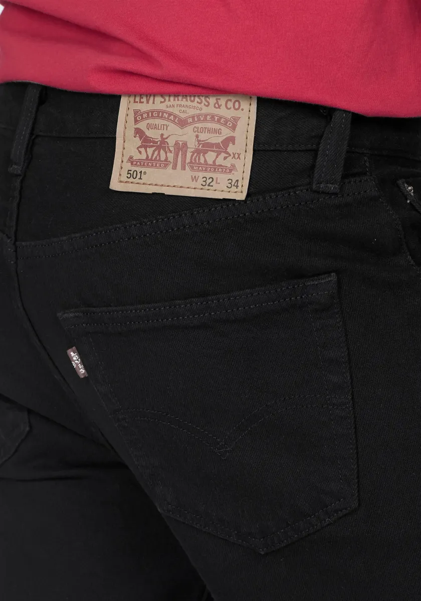Прямые джинсы Levi's "501 LEVI'S ORIGINAL", с фирменной этикеткой, черный — фото 3