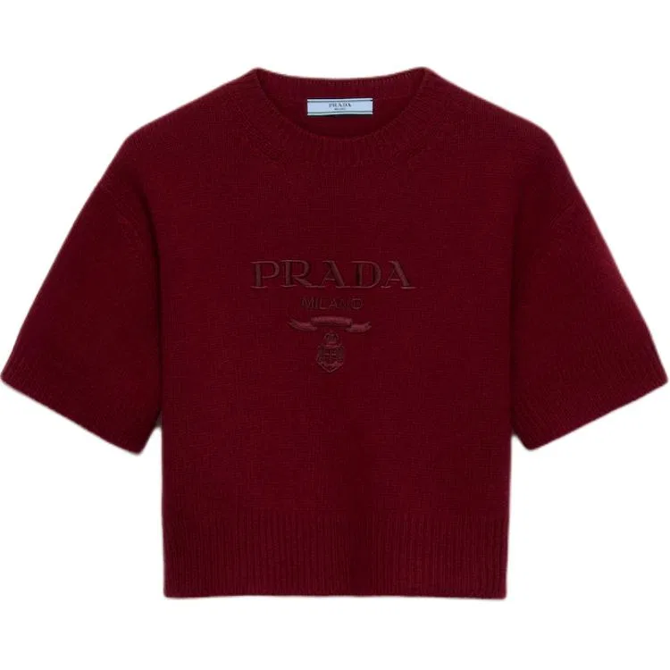 Свитер из кашемира женский Amaranth Red с круглым вырезом PRADA