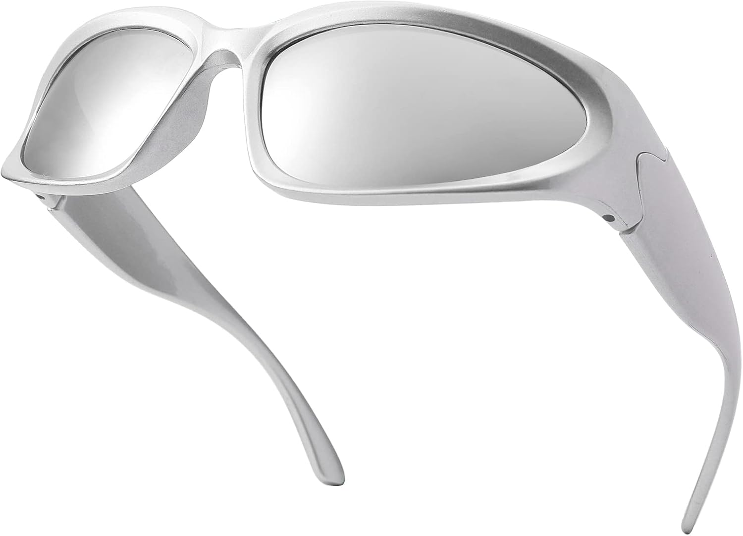 

Солнцезащитные очки NULOOQ с обтекаемой формой для женщин и мужчин – модные овальные спортивные очки в стиле Y2K, серебристые, футуристические, A5* Silver Frame/ Silver Mirrored Lens