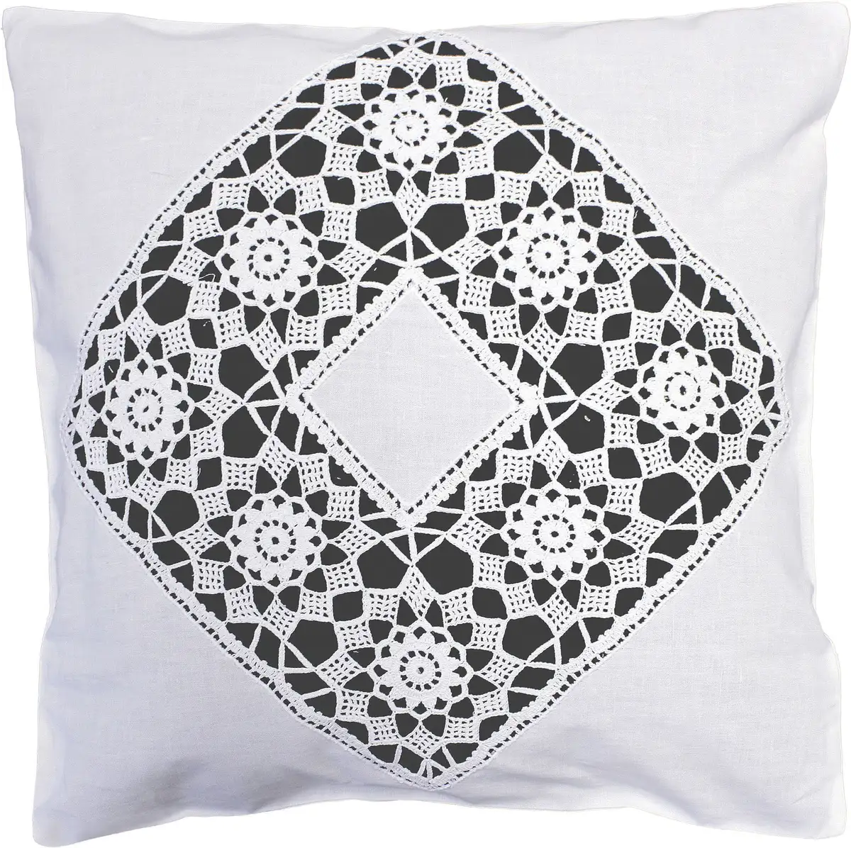

HOSSNER - ART OF HOME DECO декоративная подушка "Dufour", кружево крючком - ПОДЛИННАЯ РУЧНАЯ РАБОТА, чехол на подушку без наполнителя, 1 шт 40х40 см, белый