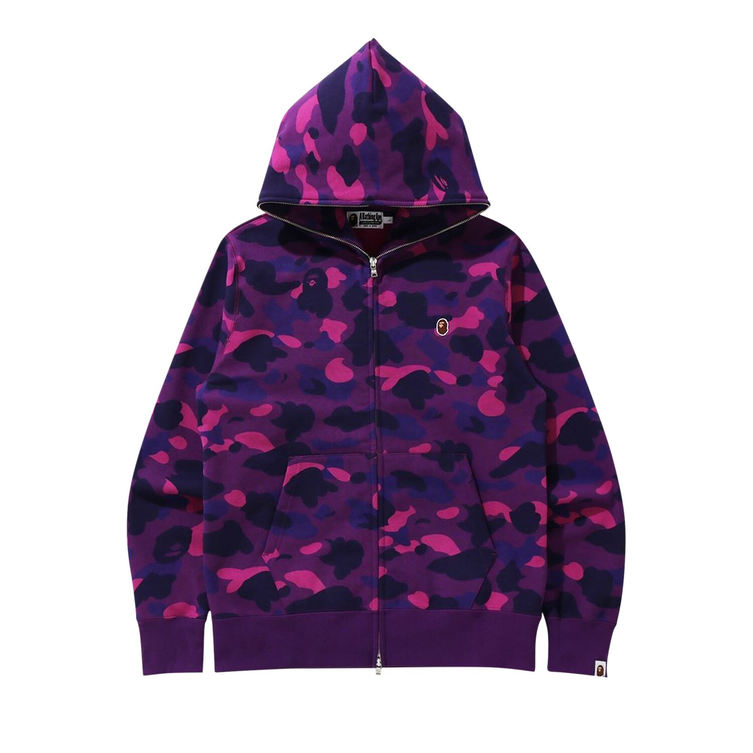 BAPE Color Camo Толстовка с капюшоном на молнии с одной точкой и полной молнией, цвет Обезьянья голова, Фиолетовый