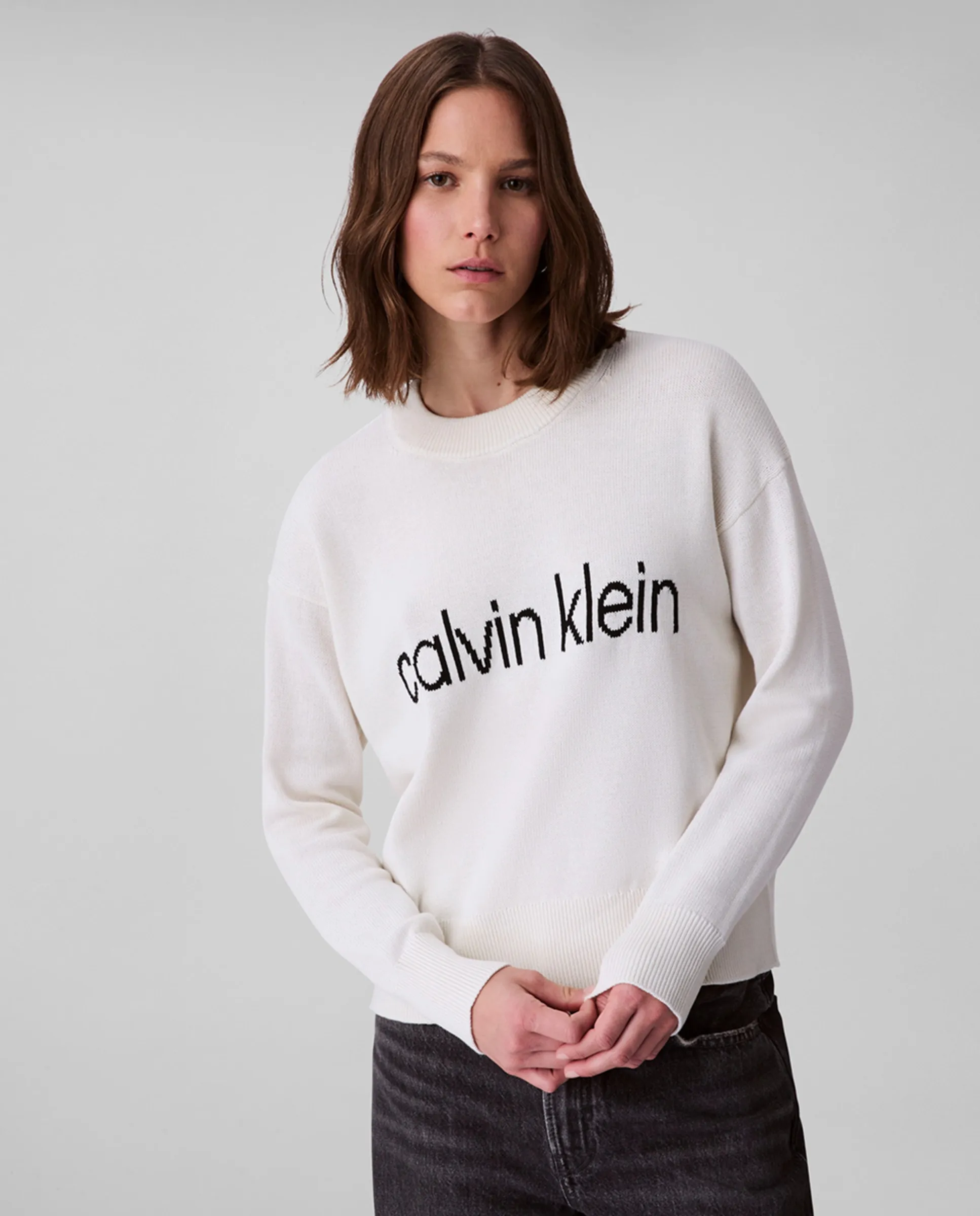 

Женский свитер с логотипом Calvin Klein Jeans, пастельно-розовый