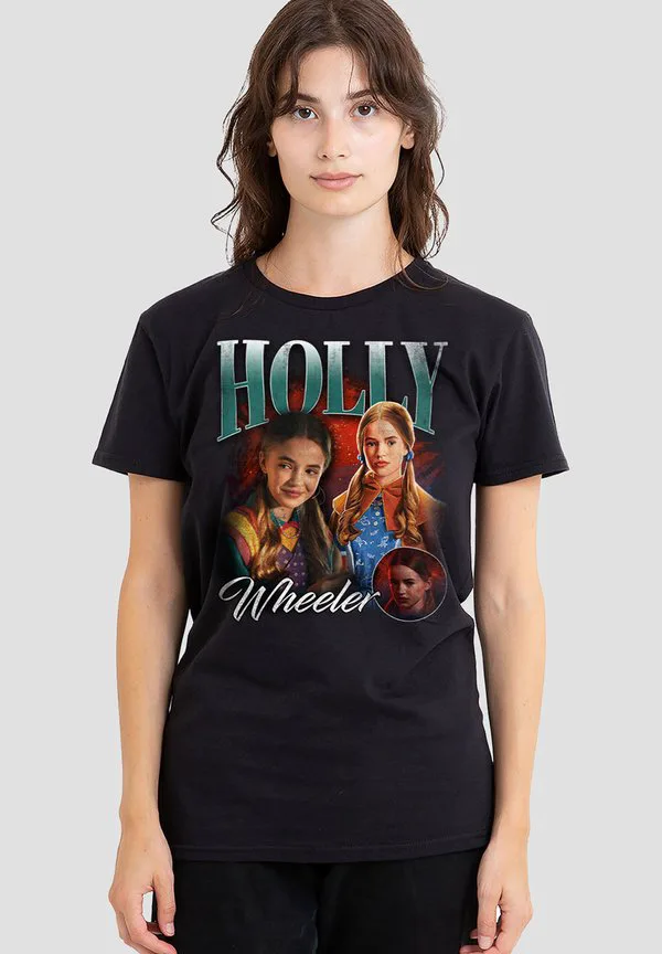 

Футболка с принтом в стиле "очень странные дела" и изображением холли. Netflix, Black, Черный, Футболка с принтом в стиле "очень странные дела" и изображением холли. Netflix, Black