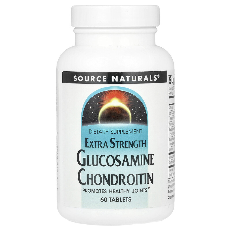 

Source Naturals, Глюкозамин и хондроитин, с повышенной силой действия, 60 таблеток