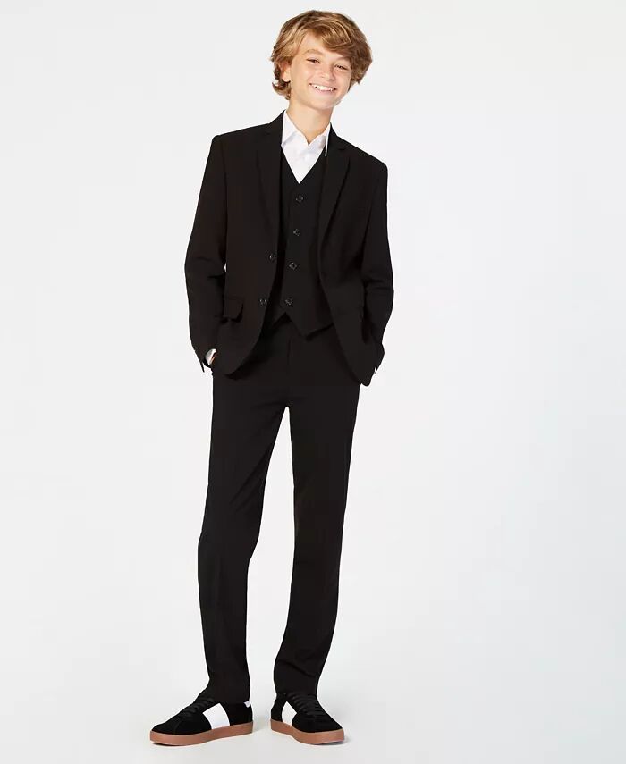 Большие мальчики Slim Fit эластичные брюки для машинной стирки Calvin Klein, черный — фото 2