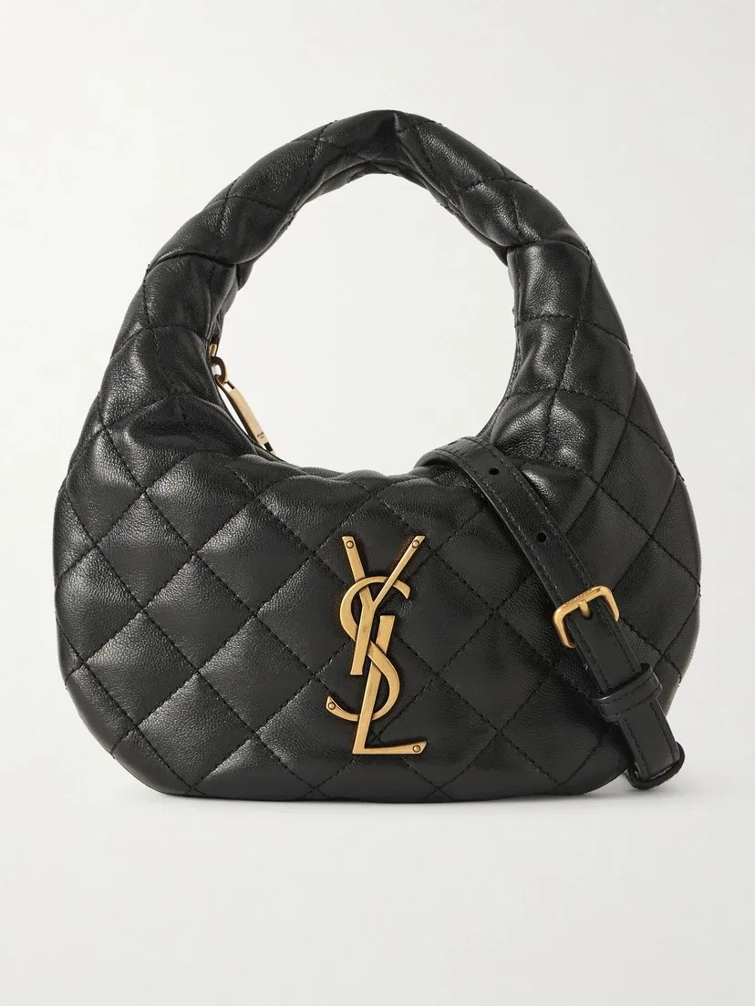 Сумка на плечо Icarino мини из стеганой кожи SAINT LAURENT, черный