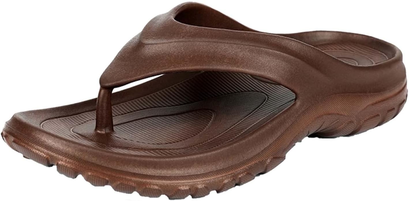 

Мужские спортивные шлепанцы Eliogn из EVA с ортопедической стелькой и поддержкой свода при плантарном фасциите, легкие, для дома, улицы, лета, душа и пляжа, Brown-01