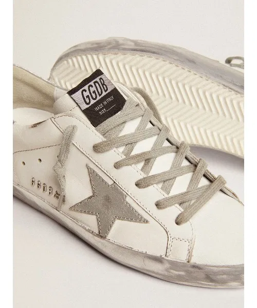 Унисекс кожаные кеды Super-Star с серебряной звездой GOLDEN GOOSE белые — фото 4