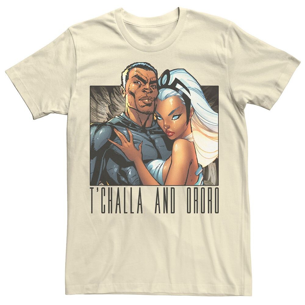 

Мужская футболка с портретом комиксов Marvel T'Challa and Ororo, цвет Natural
