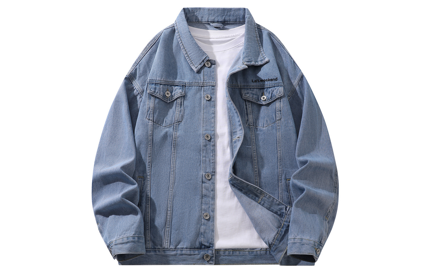 

LA'T.WEEKEND Джинсовая куртка осенняя унисекс, Blue Lapel