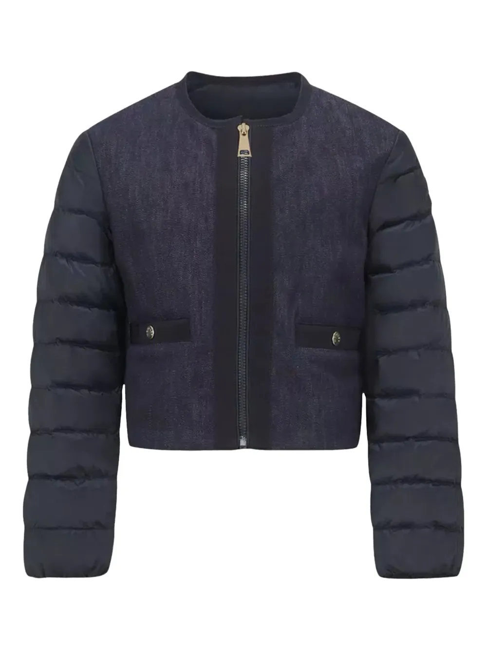 

Стеганая куртка со вставками из денима Moncler Enfant, синий
