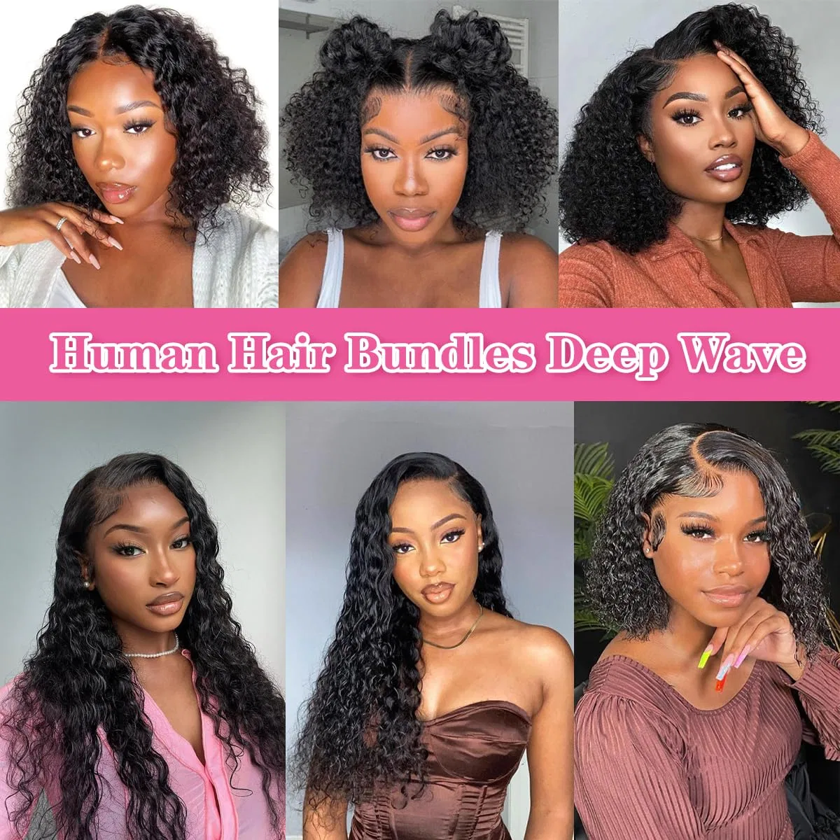 Накладные волосы «Deep Wave Curly» от Human Hair Bundles Ifly, Natural Black — фото 2