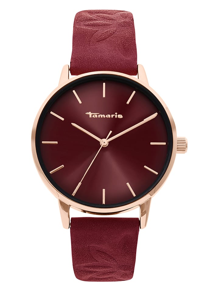 

Tamaris Кварцевые часы в цвете бордо/розовое золото