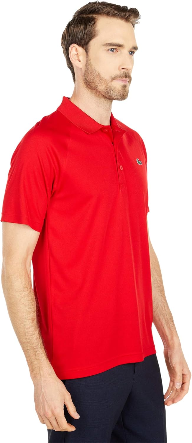 Lacoste мужская спортивная поло с коротким рукавом Regular Fit Green Croc, Red — фото 4