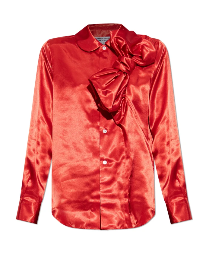 

Атласная блузка с декоративным бантом Comme Des Garã§Ons, красный