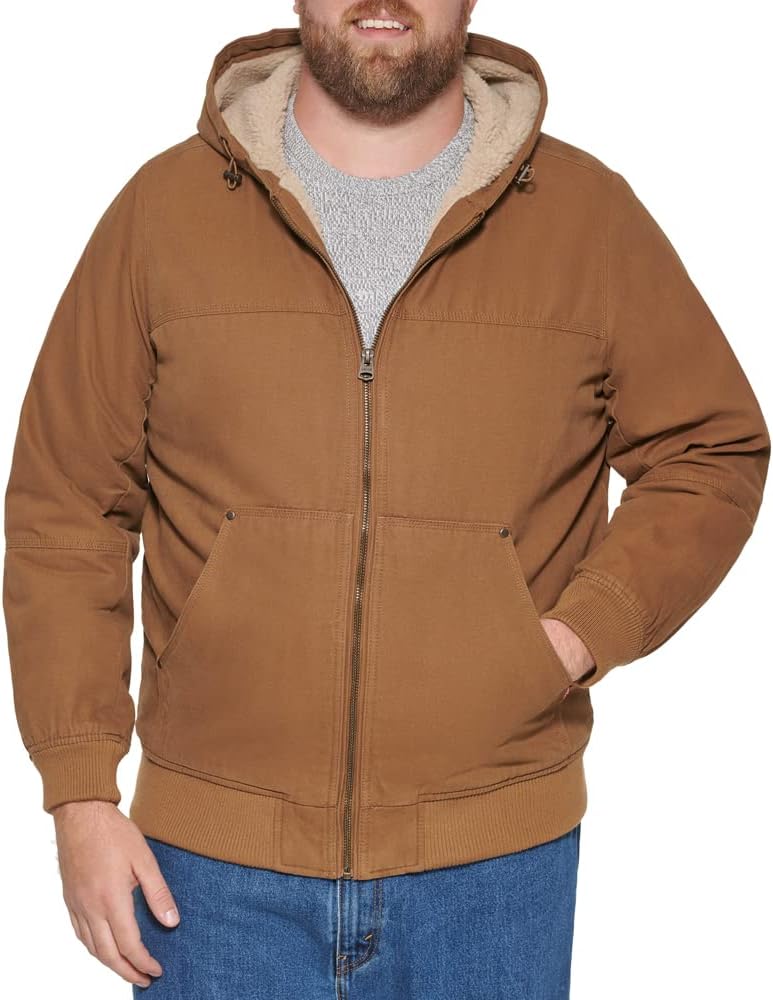 

Мужская рабочая куртка-бомбер Levi's из хлопчатобумажной ткани с капюшоном (стандартные размеры, большие и высокие), Brown