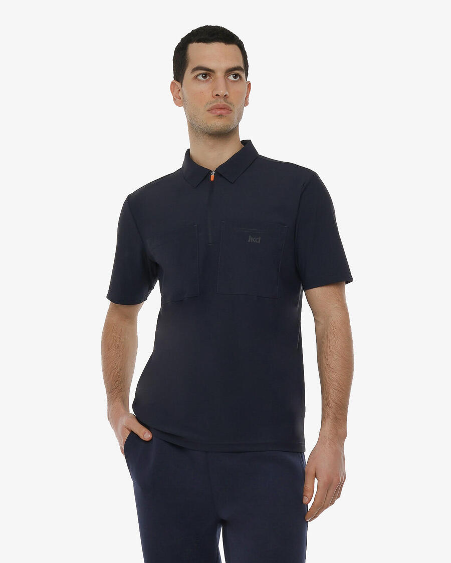 

JAKED Мужская синтетическая рубашка-поло темно-синего цвета для фитнеса