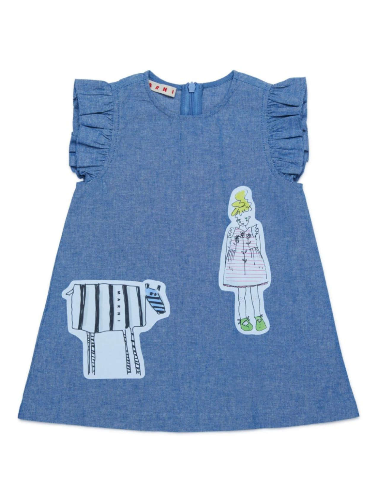 

Marni Kids платье с нашивкой, синий