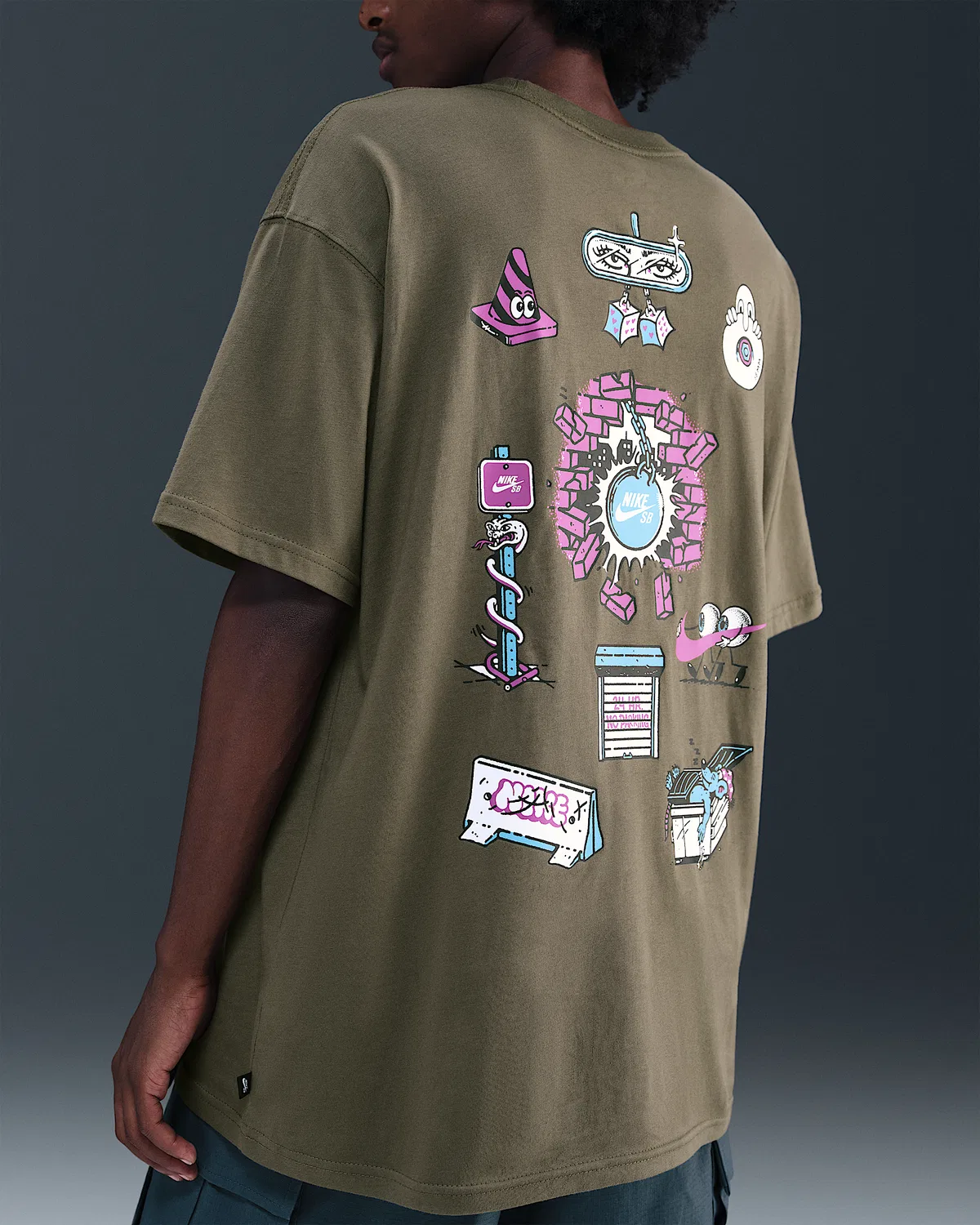 Max90 Skate T-Shirt Nike SB, Medium Olive — фото 2