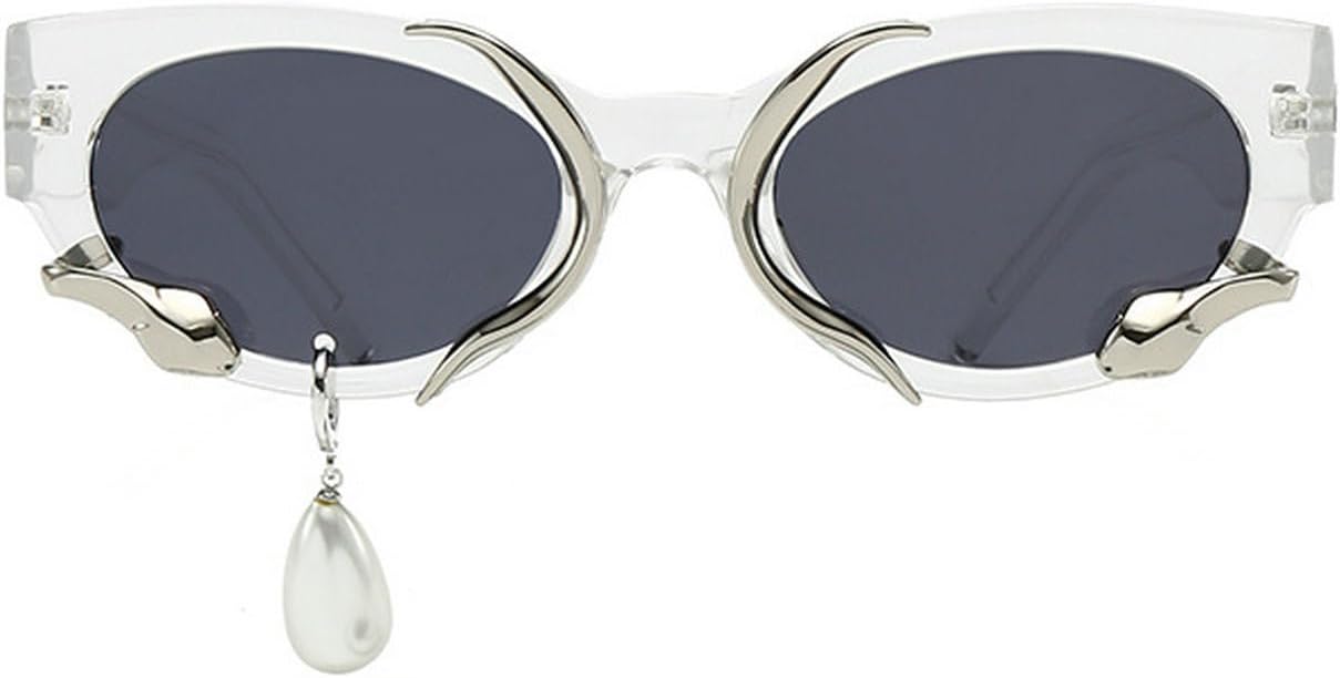 

Винтажные солнцезащитные очки Laureles «кошачий глаз» с жемчужными серьгами, модные черные и серые солнцезащитные очки для женщин и мужчин, защита от ультрафиолета UV400, C3