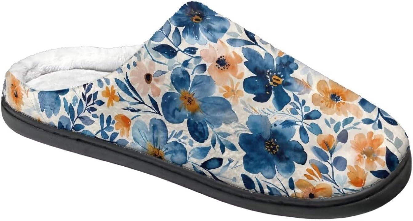 

Тапочки для женщин и мужчин, домашние мягкие плюшевые тапочки с мемори-пеной, теплые Rweroyiu, Ink Painting Floral