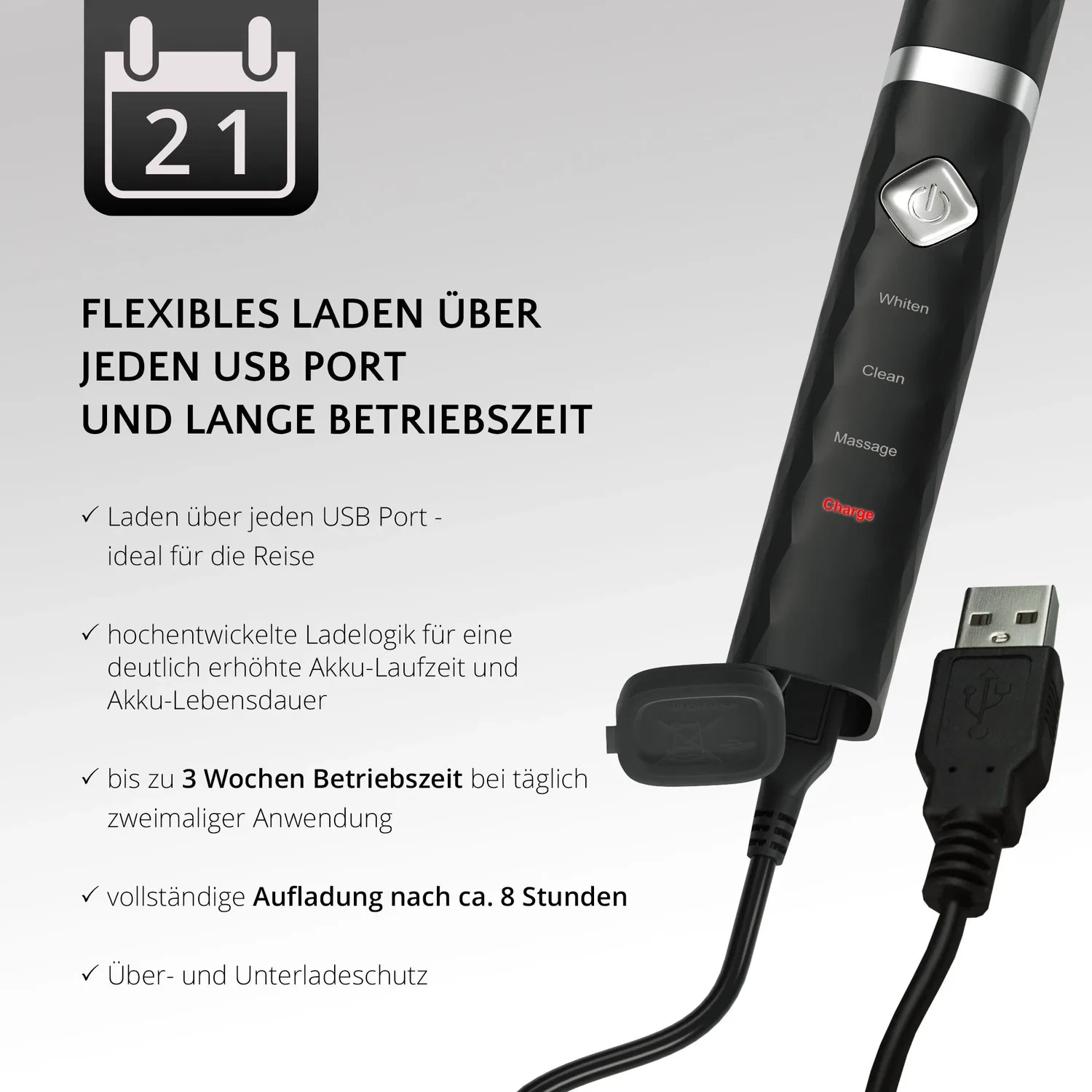 Звуковая зубная щетка Flash Travel USB Ailoria черный — фото 3