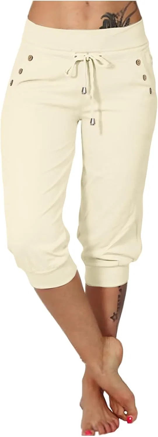 Капри для женщин с высокой талией, Beige, Generic