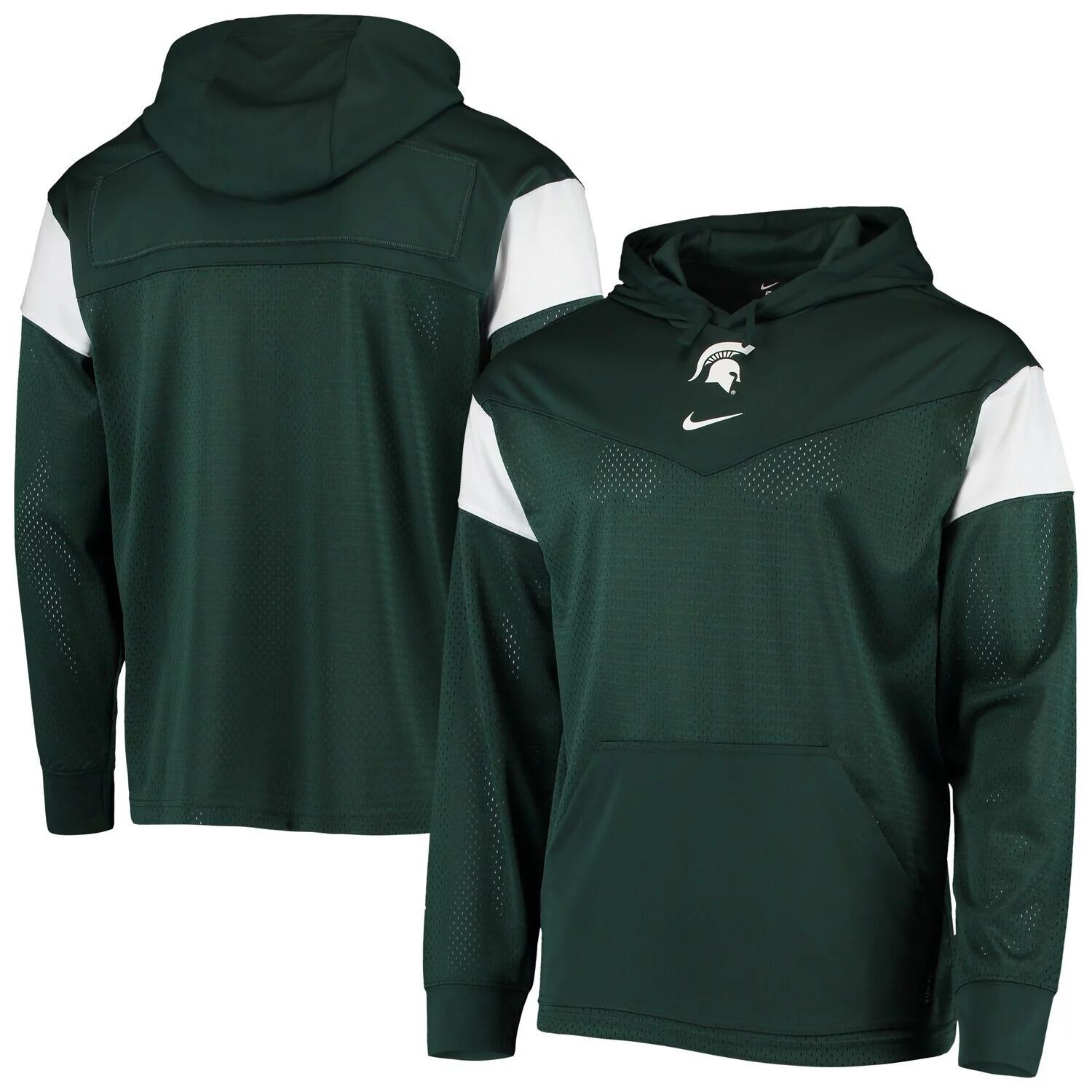 

Мужской зеленый пуловер из джерси с капюшоном Michigan State Spartans Sideline Nike