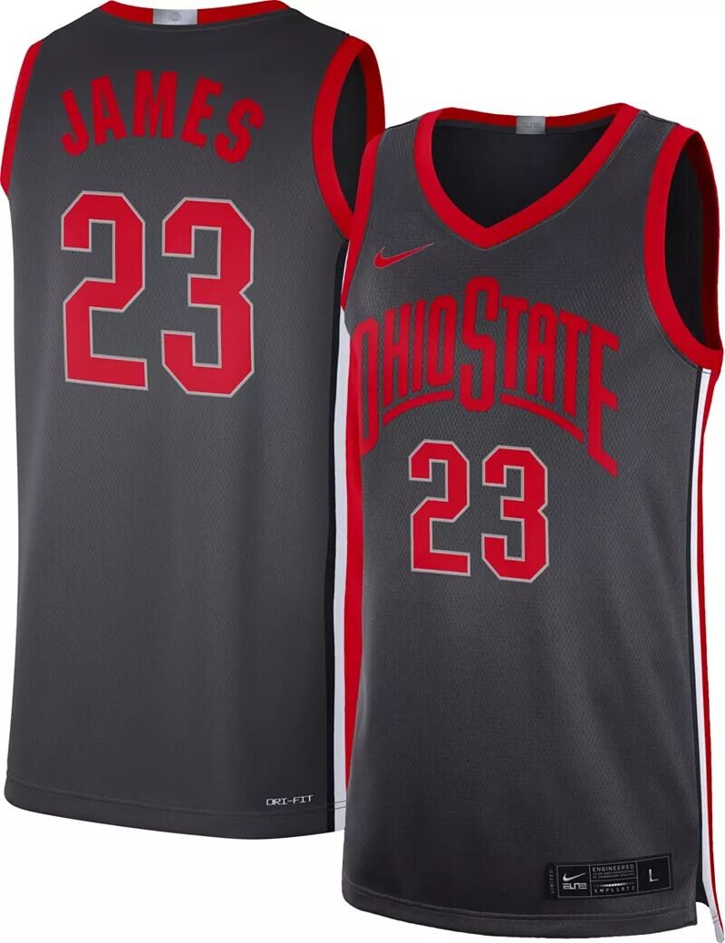 

Мужская баскетбольная майка Nike Ohio State Buckeyes LeBron James № 23 Grey Limited