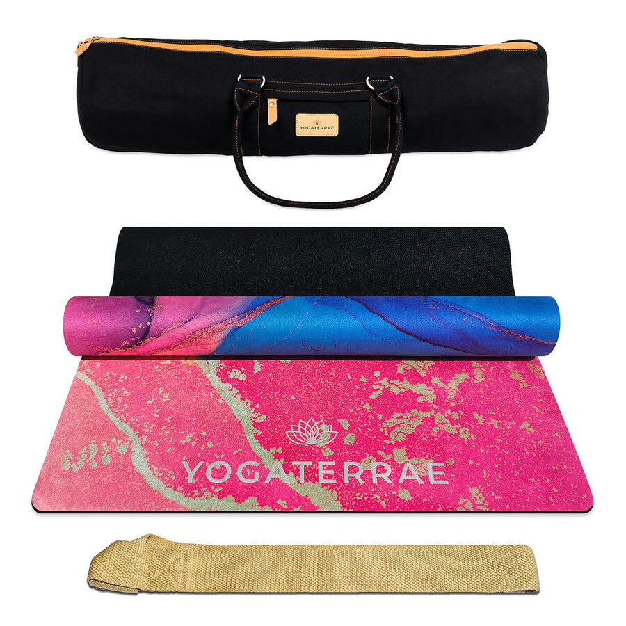 

YOGATERRAE Нескользящий коврик для йоги ARAVINDA Comfort из микрофибры, натуральный каучук + сумка