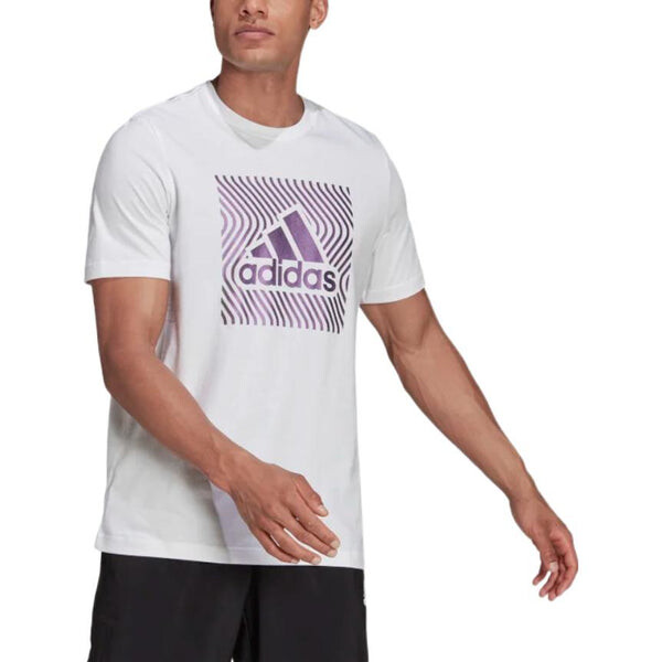 Футболка Men's adidas Chest Logo Printing Round Neck Short Sleeve White T-Shirt, белый — фото 2