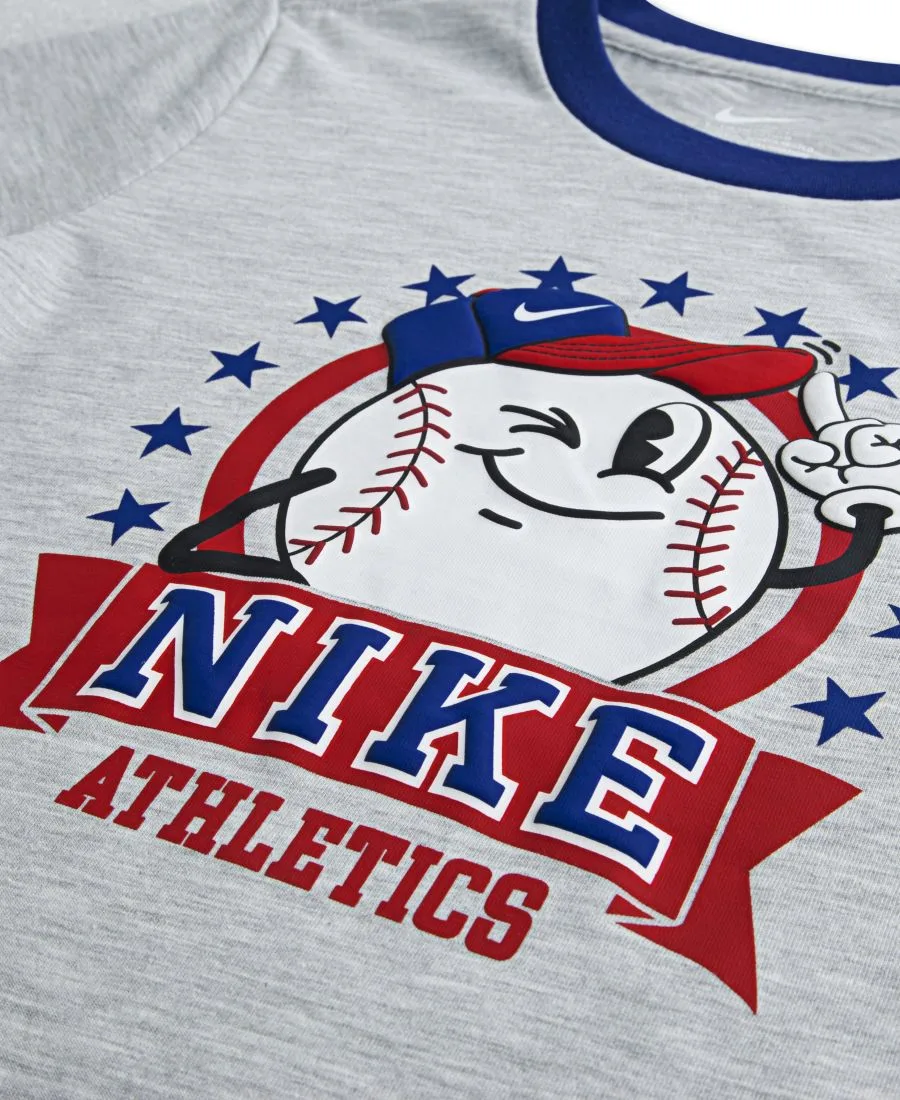 Детский комплект из футболки с коротким рукавом и шорт Dri-FIT с изображением бейсбольных персонажей (4-7 лет), Nike, game royal/heather серый — фото 3