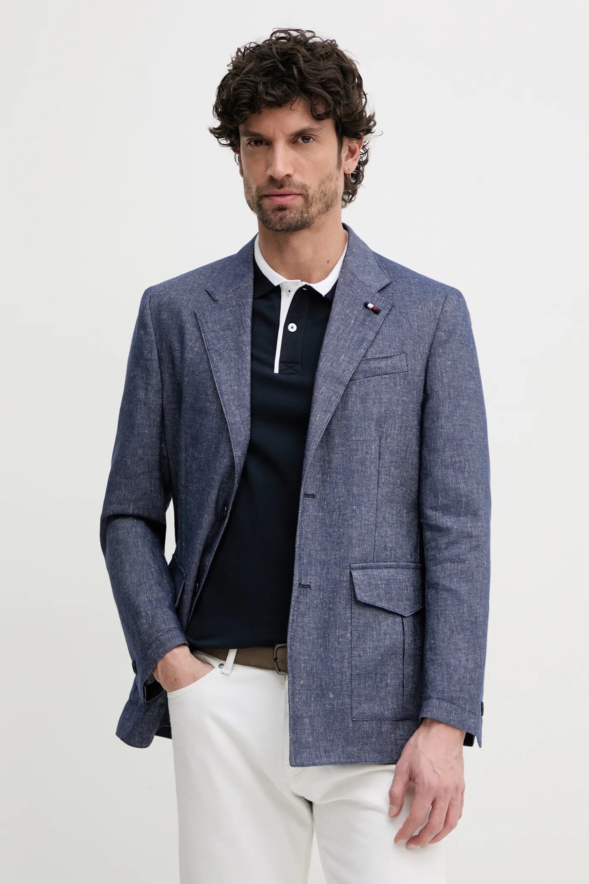 Льняная куртка Tommy Hilfiger, темно-синий — фото 2
