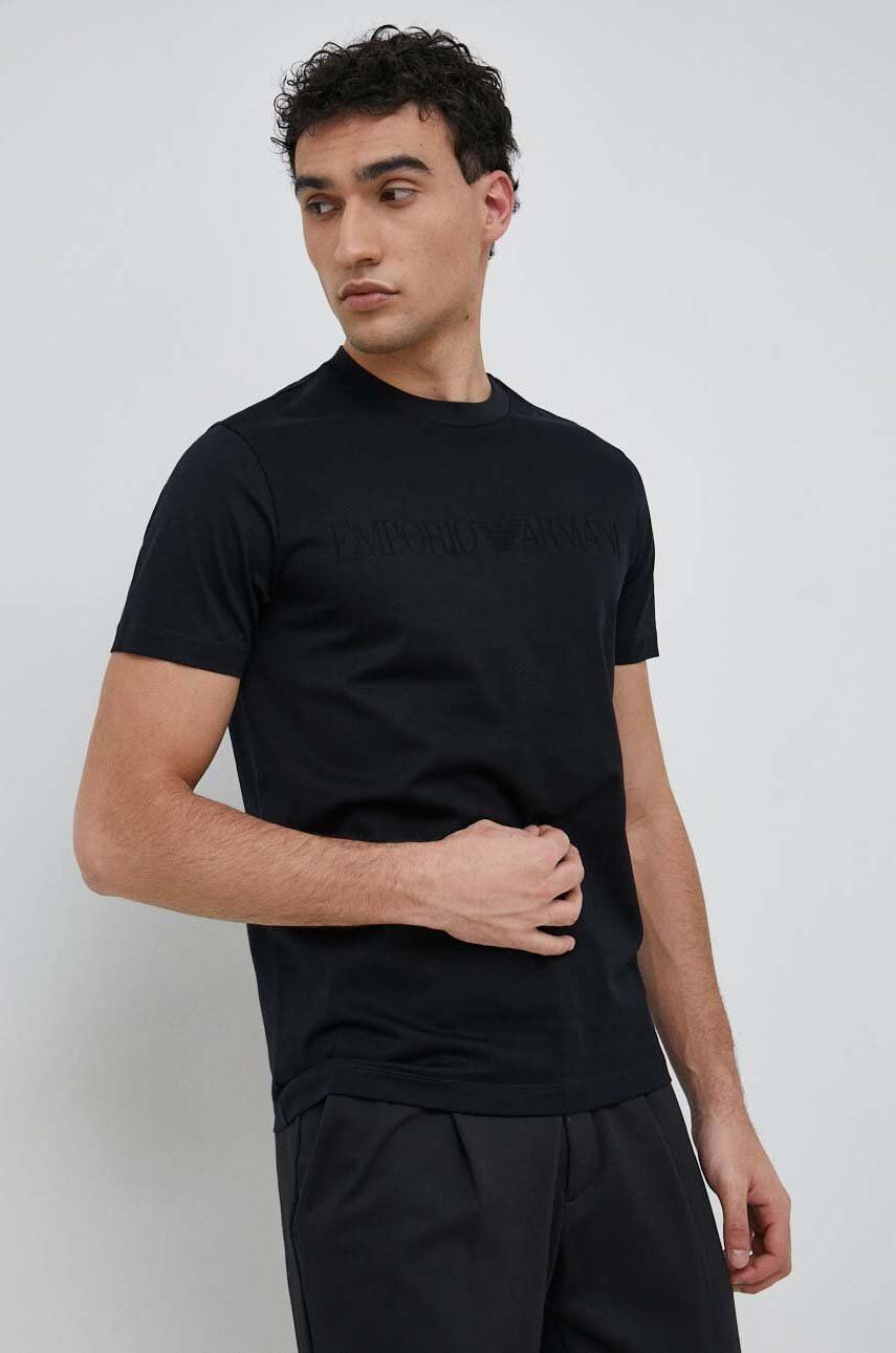 

Хлопковая футболка Emporio Armani, темно-синий