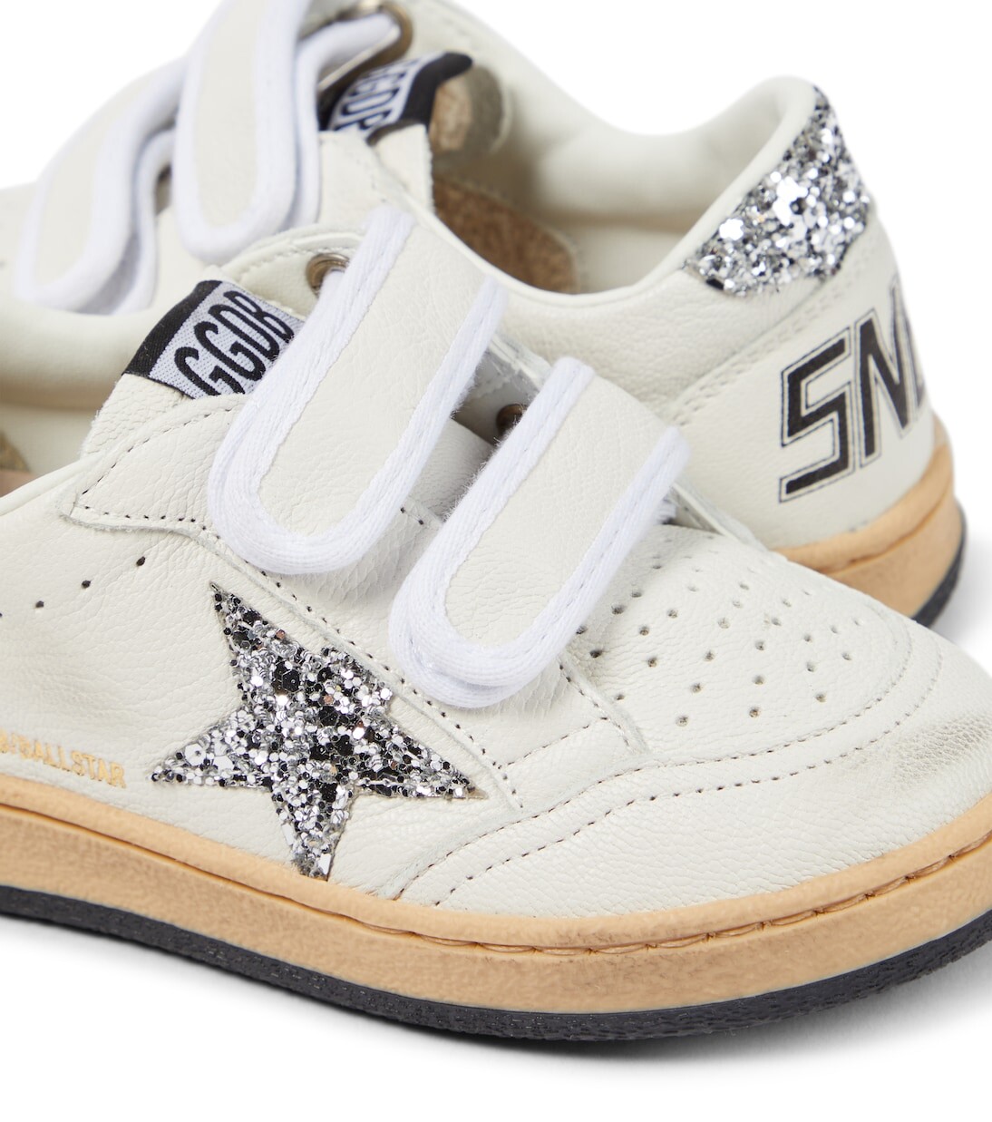 Кроссовки ball star из кожи с блестками Golden Goose, белый — фото 4